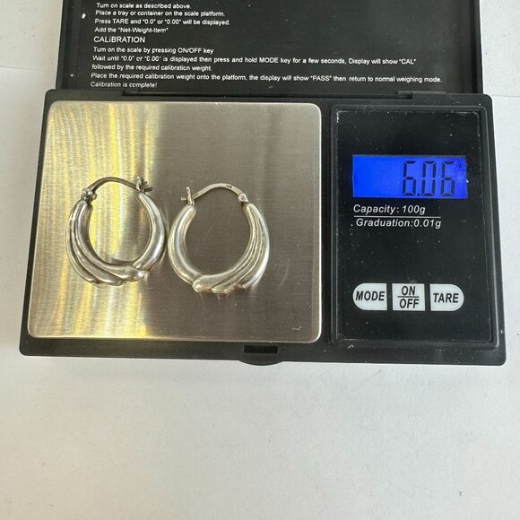 Sterling Silver Hoop Earrings 3/4" - Picture 4 of 4